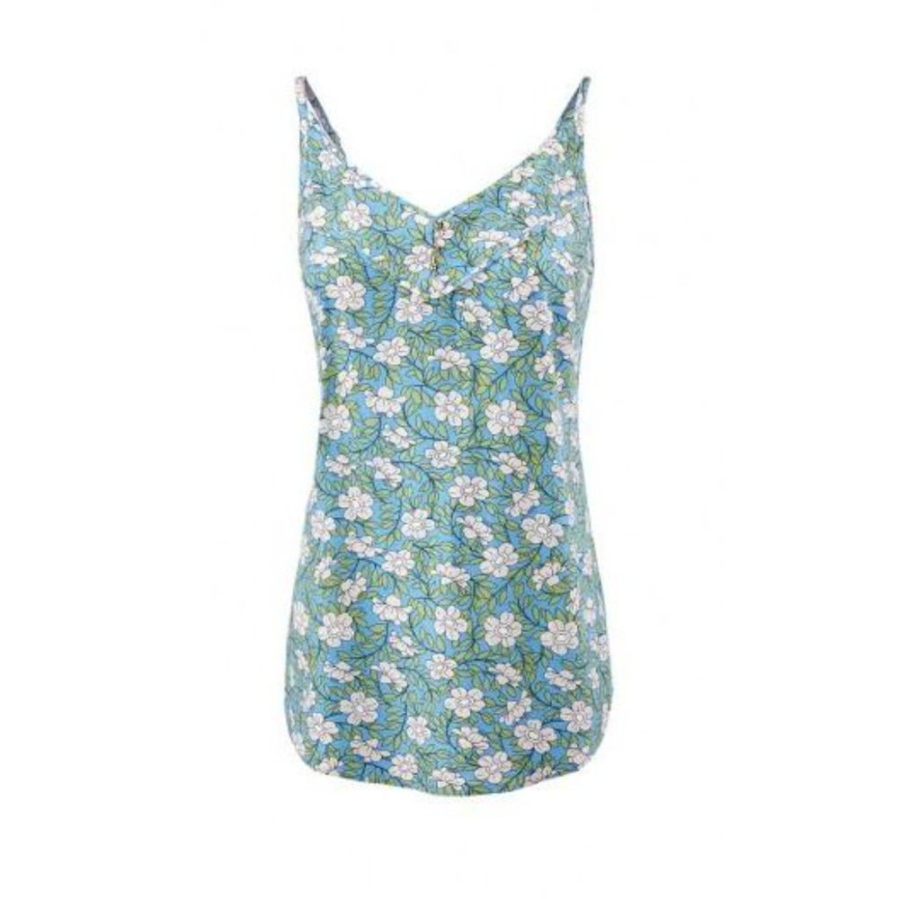 CAbi Blue Green Floral Camisole